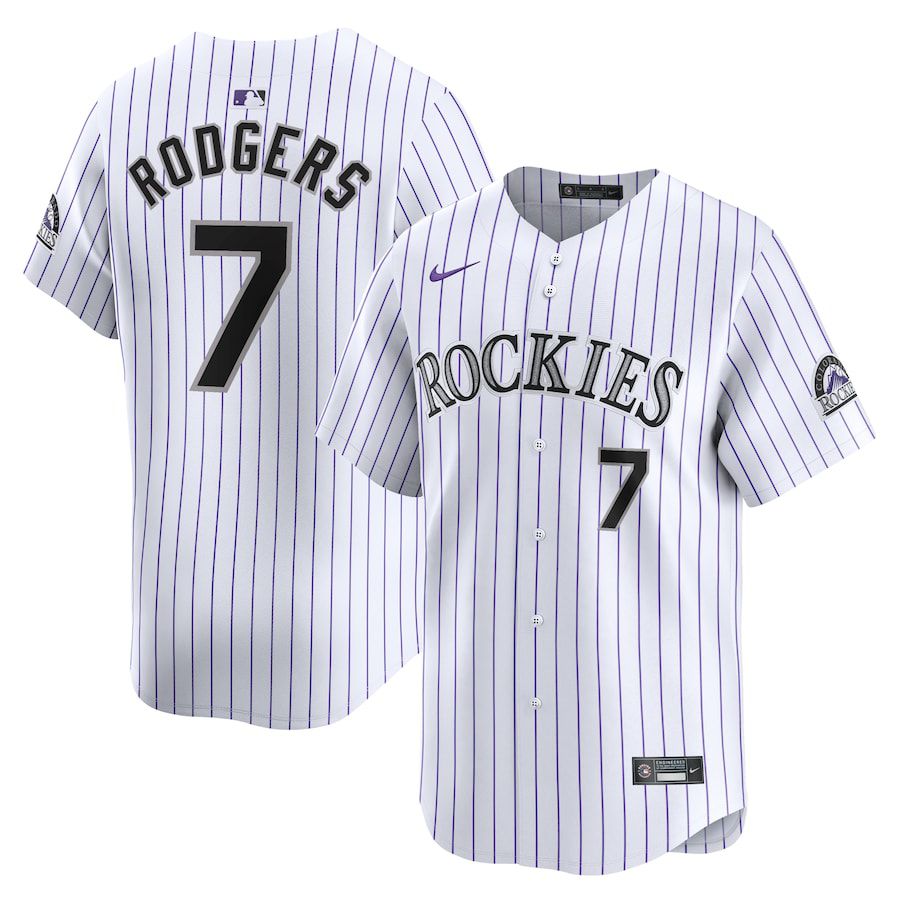 Men Colorado Rockies #7 Brendan Rodgers Nike White Home Limited Player MLB Jersey->->